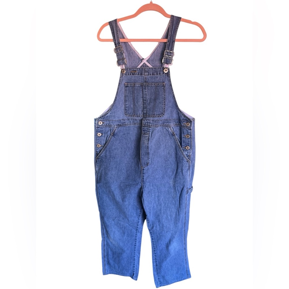MIMI DENIM MATERNITY OVERALLS WITH ATTACHMENT TO GATHER IN BACK MED WASH S